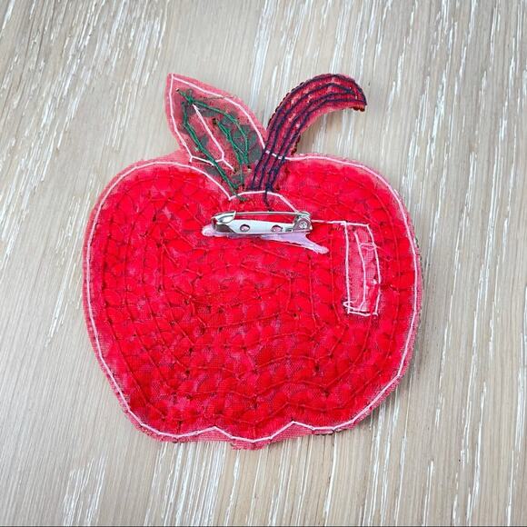 Vintage Sequin Apple Pin Embellishment Red - Picture 2 of 6